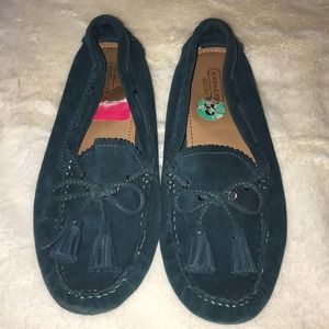 Coach teal suede leather driving loafers